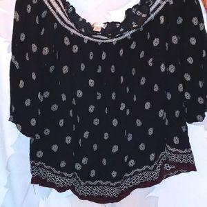 Off the shoulder black blouse